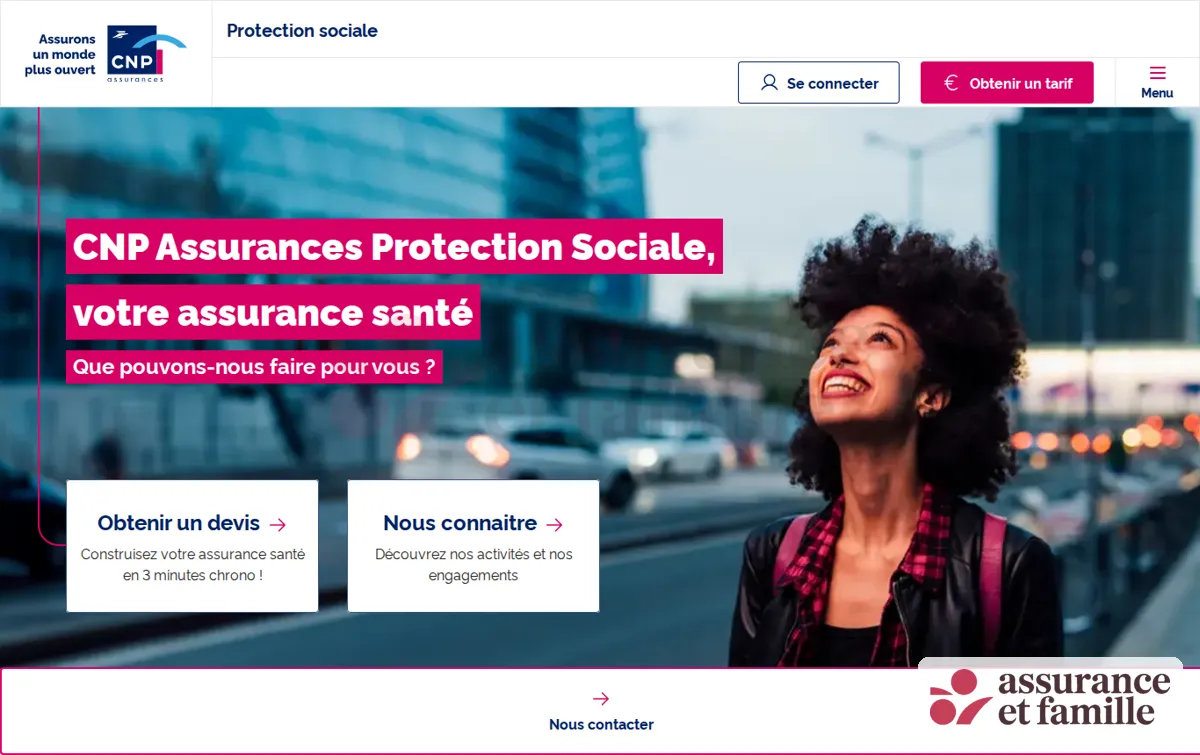 Capture : Assurance complémentaire santé et prévoyance - CNP Assurances